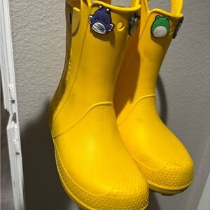 CROCS Bright Yellow Kids Boots with Fun Charms